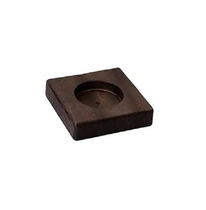 Support carré en bois pour bougie, 2 pièces, longueur 7,9 cm, largeur 7,9 cm, diamètre intérieur 4,5 cm, base 3,1 pouces, insert 1,8 pouce, couleur foncée - Product Image 2