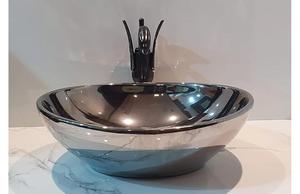 Lavabo sur pied en laiton à double paroi nickelé pour métaux délicats DS-156, finition nickel brillant, durable, de luxe, pour la maison, 40CM - Product Image 3