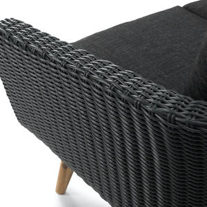 Canapé d'extérieur moderne OEM avec combinaison de bois de teck massif et de rotin synthétique tressé pour la distribution en gros - Product Image 5