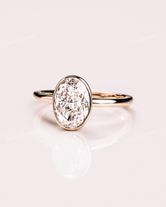 Oval Moissanite Gold <b>Ring</b> 14K 18K Engagement <b>Ring</b> for <b>Women</b> Bezel <b>Set</b> Oval <b>Ring</b> Minimalist Wedding Jewelry - Product Image 3