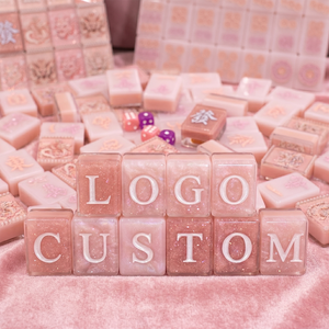 Custom Luxury Pink Glitter Acrylic American Mahjong Tiles Set Engraved Travel <b>Gambling</b> Game for Casino Club Entertainment - Product Image 1