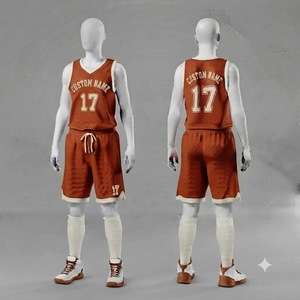 Uniforme de Baloncesto Personalizado Color Naranja Quemado, Conjunto de Camiseta y Pantalones Cortos, Ropa Deportiva Transpirable de Malla, Fabricante Mayorista - Product Image 1