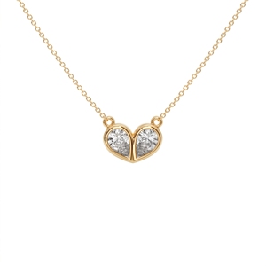 Collar de Corazones Dobles de Alta Calidad en Plata de Ley 9KT 10KT 14KT 18KT con Diamantes Naturales y Cultivados en Laboratorio, Joyería de Regalo para Mujer - Product Image 5