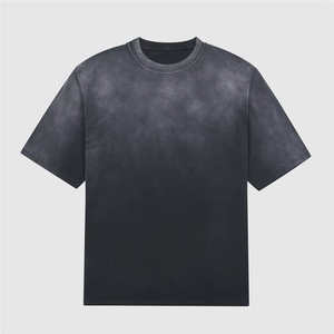 T-shirt à manches courtes pour homme, col rond, coupe classique, en coton 100% tricoté, motif uni, bleu tie-dye - Product Image 3