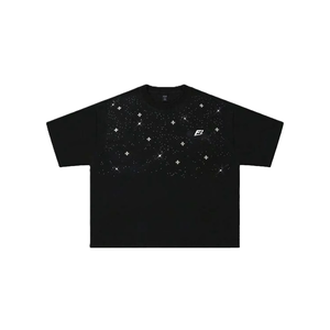 Wholesale Rhinestone Oversized Men's T-Shirts <b>Hip</b> Hop Crystal Stud Glitter Graphic Tee Custom Streetwear Y2K Supplier - Product Image 4