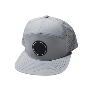 Custom PVC Rubber Patch 7 Panel Waterproof Performance Sports <b>Cap</b> with Laser Cut Perforated Back Golf Hat for <b>Men</b> - Product Image 3