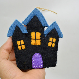 Handmade <b>Felt</b> Halloween Ornaments Set Bat Witch Cauldron Haunted House Cat Spider Decorations for Party Home Decor - Product Image 4