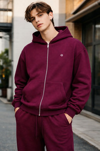 Sudadera con Capucha de Alta Calidad 100% Algodón Felpa, Cierre Completo, para Hombre, Talla Grande, Estilo Urbano, Logotipo Personalizado, Producción OEM - Product Image 5