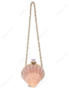 Pochette rose en coquille de coquillage avec fermoir en cristal d'améthyste, forme éventail naturelle, sac de soirée de luxe pour mariée et resort, export OEM - Product Image 5