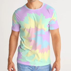 Camiseta de Manga Corta para Hombre, Tie-Dye, Cuello Redondo, Casual, Tejida, Corte Regular, Multicolor, 100% Poliéster, Transpirable, 2026 - Product Image 1