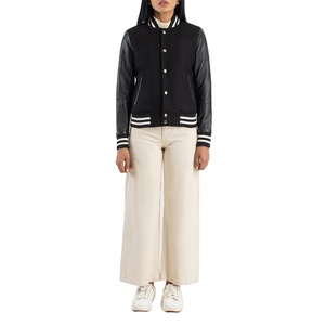 Gran oferta, chaquetas universitarias de lana de manga larga para mujer, diseño OEM personalizado, ropa informal de dos tonos, tela de invierno ligera a prueba de viento - Product Image 5