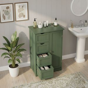 Mobile da bagno moderno verde foresta con impiallacciatura in melamina, 4 cassetti e 1 anta 56*30*82,5 cm - Product Image 4