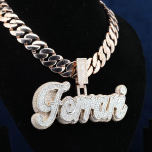 Iced Out 18K Gold Plated Moissanite Letter Name <b>Pendant</b> Men's Hip Hop Bling Necklace Custom <b>Initial</b> Letter <b>Pendant</b> For Men's - Product Image 5