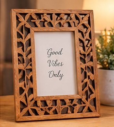 Handmade Eco-Friendly Wooden Photo Frame <b>Rustic</b> Carved Vertical A4 Size MDF Tabletop for Home <b>Office</b> Living Room Decor - Product Image 1