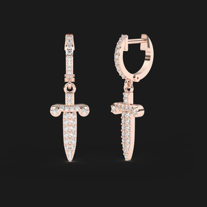 Luxury Moissanite Dagger Sword Hoop <b>Earrings</b> 925 <b>Silver</b> Rhodium Plated Dangle Drop Hip Hop Fine Jewelry Gift For Women Men - Product Image 5