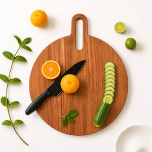 Planche à découper en bois faite à la main |   Planche à découper et à servir en bois naturel |   Accessoires de cuisine écologiques - Product Image 1