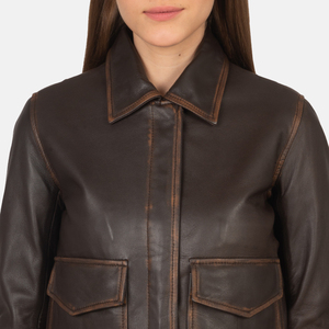 Veste en cuir de mouton courte pour femme, réversible, style bomber, avec logo personnalisé, de bonne qualité, mode décontractée pour femme, vente chaude - Product Image 6