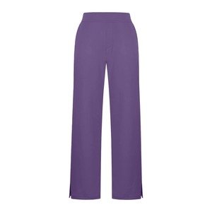 High Waist Full Length Flared Leg <b>Yoga</b> <b>Pants</b> With Pockets Solid Purple Stretch Elastic Waist Women's Workout Wear - Product Image 3
