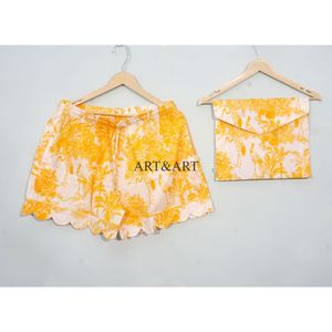 Conjunto de Pijama de Algodón con Estampado a Mano, Estilo Canguro, Hecho en India, Vintage, Hermoso, Ropa de Dormir Corta para Otoño, Verano y Primavera - Product Image 4