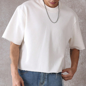 Wholesale High Quality Heavyweight Mens Oversized <b>Tshirt</b> Boxy Cropped t Shirt Custom Printed Plus Size t Shirts - Product Image 1