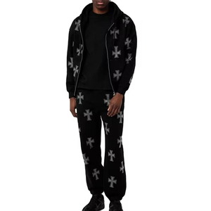Wholesale Price High Quality Rhinestone Tracksuits for Men Custom Logo Casual Heavyweight Drawstring Stylish - Product Image 1