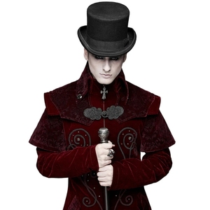 Abrigo Rojo de Vampiro y Diablo Estilo Steampunk Medieval para Venta al por Mayor, Ropa Gótica Vanguardista, Gabardina Ecológica para Fiestas, Damasco Victoriano Personalizado - Product Image 4