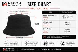 Premium Quality Sublimated Unisex <b>Black</b> Cotton <b>Bucket</b> Hat Solid Color Casual Style Packable for Adults Spring Summer Wear - Product Image 4