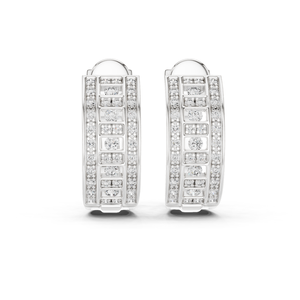 Pendientes de Aro Bali de Plata de Ley 925 con Circonitas Redondas de Corte Micro Pavé, Joyería de Lujo para Mujer - Product Image 1