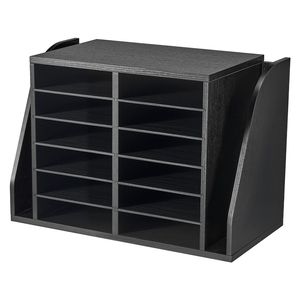 12 Compartment Office Mailbox Vertical Wooden Sorter Organizer Made Particle Board for Literature <b>Storage</b> <b>File</b> Trays Product - Product Image 1