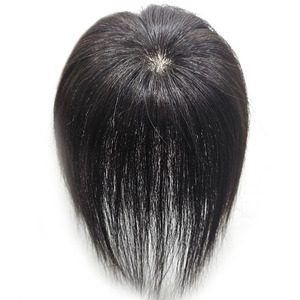Cosmo Korea Straight <b>Human</b> Hair Hair Topper <b>Wig</b> Piece Invisible Knots Silk Base 130% Density Clip Coverage for Women Hair - Product Image 3