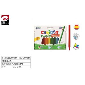 Pastelli a cera Carioca Plastellos 24 colori super resistenti per disegno artistico per bambini - Product Image 1