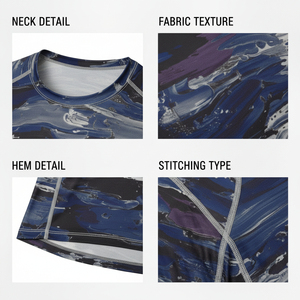 Camiseta Deportiva de Manga Larga para Hombre, con Estampado Abstracto Azul, de Secado Rápido, de Poliéster, para Entrenamiento, Fitness, Ciclismo - Product Image 5