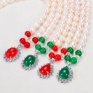 Collier en perles d'eau douce de 8 mm en gros, petit pendentif en forme de goutte, chaîne de mère, bijoux - Product Image 2