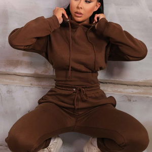 Custom Womens Cropped <b>Jogger</b> Set Breathable Sweatshirt Tracksuit Fashion Fitness Apparel Bulk Supplier Pakistan - Product Image 2