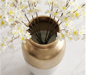 Moderno Florero Metálico Bicolor Dorado y Blanco para Decoración de Mesa, Hogar, Bodas y Hoteles - Product Image 2