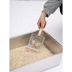 Caja de arena extra grande de acero inoxidable para gatos con pared alta y tapa cerrada, bandeja para gatos grandes, bandeja de arena metálica XL - Product Image 5