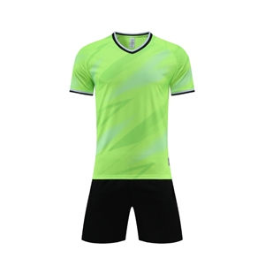 Conjunto de Fútbol para Hombre, Camiseta Verde Neón Sublimada, Pantalones Cortos Negros, Uniforme Transpirable de Poliéster, Personalizable con Nombre de Marca - Product Image 1