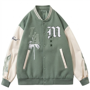 DROGEN EXPORT Blouson universitaire vintage en coton personnalisé avec manches longues, style Letterman, pour homme, streetwear, coupe oversize, rétro, automne, motif cœur - Product Image 1