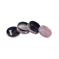 BEYOU Rose Conception Spéciale Léopard Mini Rond Tabac Moulin À Épices Stockage En Alliage De Zinc 4 Couches Broyeur Personnalisé Herbe