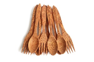 Juego de utensilios de cocina de madera para ensalada, cuchara y tenedor, ecológicos, manuales - Product Image 5