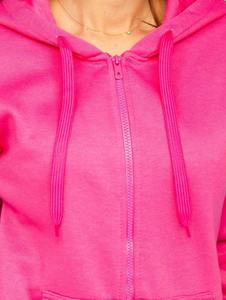 Ensemble de survêtement rose uni pour femme, à manches longues, avec capuche et fermeture éclair, pantalon de jogging décontracté, respirant, poids moyen, pour l'automne - Product Image 5