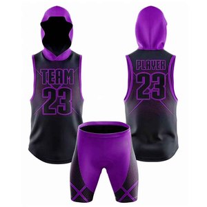 Ensemble de maillots sans manches à capuche personnalisés pour équipe 23, impression par sublimation noire, séchage rapide, uniforme sportif unisexe pour adultes, fusion sans couture - Product Image 1