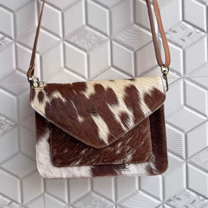 Gran oferta de cuero de piel de vaca auténtica con estilo, recién llegado, bolso de mano, bolso de mano con pelo en piel oculta, bolso bohemio de usos múltiples para mujer - Product Image 1