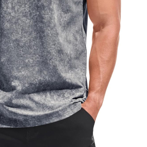 Camiseta de Franela sin Cuello para Hombre, Lavado Ácido, Transpirable, Ligera, Calidad Premium, Material Duradero, Cómoda, Gran Venta - Product Image 3