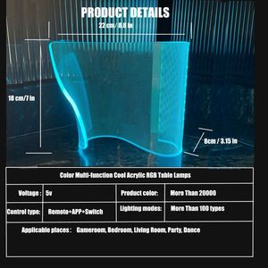 Modern Curved RGB Table Lamps for Gaming and Study Futuristic Ambient <b>Mood</b> <b>Lighting</b> for Bedrooms and Desks - Product Image 3