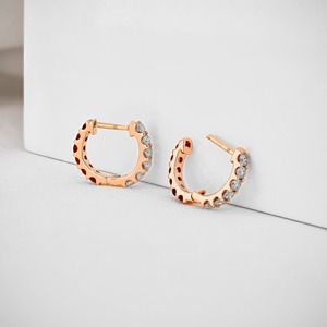 Pendientes de Aro Minimalistas de Oro de 14K con Diamantes Cultivados en Laboratorio, Aros Reversibles con Diamantes Negros o Rubíes para Mujer, Joyería Elegante - Product Image 5
