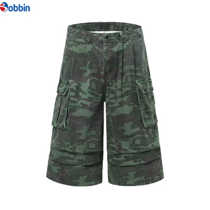 กางเกงยีนส์ขาสั้นทรงตรงสไตล์ฮิปฮอปสตรีทแวร์สำหรับผู้ชาย ลายพรางวินเทจ กระเป๋าคาร์โก้ ระบายอากาศได้ดี เหมาะสำหรับฤดูร้อน ซิปหน้า ปรับแต่งได้ - Product Image 4