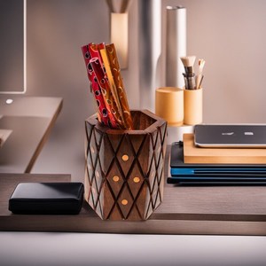 Premium Quality <b>Rustic</b> Wooden Pen Holder Natural Desk Organizer with Customized Design for Office Table <b>Home</b> <b>Decor</b> by Tradebyd - Product Image 1