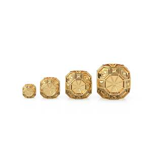 Cuentas espaciadoras de oro macizo de 18k con forma de cubo hexagonal geométrico / Suministros facetados para fabricación de joyas de 14k / Oro poliédrico intrincado hecho a mano - Product Image 1