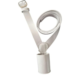 Ceinture porte-drapeau vintage en cuir de vachette blanc, réglable, grande ceinture transversale pour drapeau, harnais de porteur de drapeau cérémoniel - Product Image 5